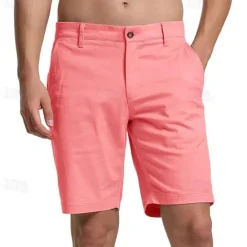 Discount OUKU Men's Pink Shorts Shorts Summer Shorts Work Shorts Button Pocket Plain Wearable Short Outdoor Daily Fashion Classic Black White