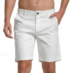 Discount OUKU Men's Pink Shorts Shorts Summer Shorts Work Shorts Button Pocket Plain Wearable Short Outdoor Daily Fashion Classic Black White