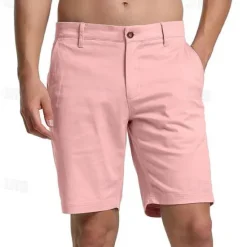 Discount OUKU Men's Pink Shorts Shorts Summer Shorts Work Shorts Button Pocket Plain Wearable Short Outdoor Daily Fashion Classic Black White