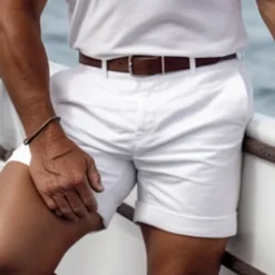 Hot OUKU Men's Pink Shorts Shorts Summer Shorts Casual Shorts Buttons Front Pocket Plain Comfort Breathable Short Casual Daily Holiday Fashion Designer Black White