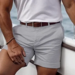 Hot OUKU Men's Pink Shorts Shorts Summer Shorts Casual Shorts Buttons Front Pocket Plain Comfort Breathable Short Casual Daily Holiday Fashion Designer Black White