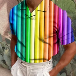 Online OUKU Men's Plaid / Check Graphic Prints Polo Shirt Golf Shirt Short Sleeves Shirt Cuban Collar Outdoor Street Yellow Red Green Print Clothing Apparel Fashion Designer Casual Breathable