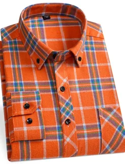 Online OUKU Men's Plaid / Striped / Chevron / Round Office & Career Daily Wear Dark Red Yellow Red Dark Navy Long Sleeve Shirt Collar All Seasons Clothing Apparel Cross