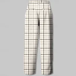 OUKU Men's Plaid Dress Pants Mid Waist Casual Outdoor Home Dailywear Zipper Pocket Straight Leg Trousers Summer Spring Fall 3D Print White