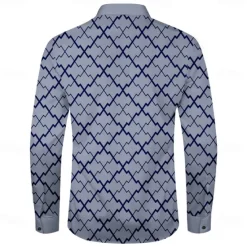 Outlet OUKU Men's Plaid Geometic Shirt Dress Shirt Button Up Shirt Long Sleeve Casual Fashion Casual Formal Party Daily Spring Fall Turndown Gray