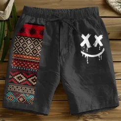 Discount OUKU Men's Plaid Geometric Pattern Shorts Summer Shorts Casual Shorts Mid Waist Vintage Designer Ethnic Style Casual Daily Holiday Pocket Drawstring Elastic Waist Designer Clothing Apparel