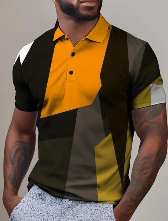 Hot OUKU Men's Plaid Golf Shirt Short Sleeve Polo Shirts Collared Shirts Vintage Casual Vacation Wear Formal Wear Festival Wear Buttons 3D Print Summer Red Blue Purple