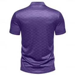 Sale OUKU Men's Plaid Polo Short Sleeve Polo Shirts Collared Shirts Business Casual School Outdoor Daily Wear 3D Print Summer Blue Dark Green Purple