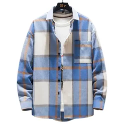 Outlet OUKU Men's Plaid Shirt Flannel Shirt Plaid Shirt Overshirt Long Sleeve Shirt Collar Outdoor Street Light Yellow Red Blue Green Print Button-Down Clothing Apparel Fashion Designer Casual Comfortable