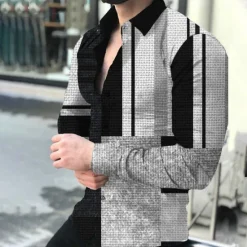 Best OUKU Men's Plaid Striped Geometric Pattern Shirt Button Up Shirt Long Sleeve Fashion Designer Casual Outdoor Casual Daily Fall & Winter Turndown Print Button-Down Black Royal Blue Blue Dark Gray Beige