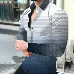 Best OUKU Men's Plaid Striped Geometric Pattern Shirt Button Up Shirt Long Sleeve Fashion Designer Casual Outdoor Casual Daily Fall & Winter Turndown Print Button-Down Black Royal Blue Blue Dark Gray Beige