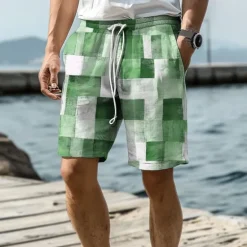 Sale OUKU Men's Plaid Swim Trunks Swim Shorts Board Shorts Mid Waist Vacation Hawaiian Holiday Vacation Holiday Beach Drawstring with Mesh lining Elastic Waist Designer Clothing Apparel