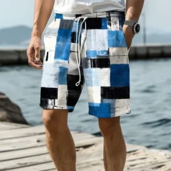 Sale OUKU Men's Plaid Swim Trunks Swim Shorts Board Shorts Mid Waist Vacation Hawaiian Holiday Vacation Holiday Beach Drawstring with Mesh lining Elastic Waist Designer Clothing Apparel