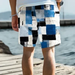 Sale OUKU Men's Plaid Swim Trunks Swim Shorts Board Shorts Mid Waist Vacation Hawaiian Holiday Vacation Holiday Beach Drawstring with Mesh lining Elastic Waist Designer Clothing Apparel
