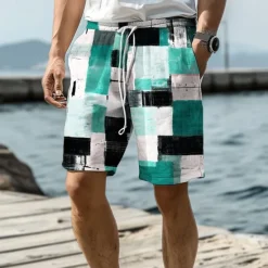 Sale OUKU Men's Plaid Swim Trunks Swim Shorts Board Shorts Mid Waist Vacation Hawaiian Holiday Vacation Holiday Beach Drawstring with Mesh lining Elastic Waist Designer Clothing Apparel