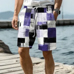 Sale OUKU Men's Plaid Swim Trunks Swim Shorts Board Shorts Mid Waist Vacation Hawaiian Holiday Vacation Holiday Beach Drawstring with Mesh lining Elastic Waist Designer Clothing Apparel