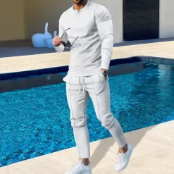 Hot OUKU Men's Plain Basic Sweatshirts Sweatshirt Tracksuit Sweatsuit Long Sleeve Sweatshirt Henley Streetwear Basic Casual Sports & Outdoor Daily Holiday 2 Piece Spring & Fall
