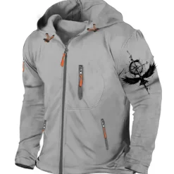 Outlet OUKU Men's Plain Eagle Long Sleeve Sweatshirts Hooded Streetwear Casual Sports & Outdoor Daily Spring & Fall Black Light Grey Dark Gray Clothing Apparel Designer S M L XL 2XL 3XL