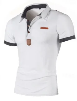 Best OUKU Men's Plain Polo Golf Shirt Short Sleeve Lapel Fashion Casual Outdoor Sport Daily Buttons Summer Wine Black White