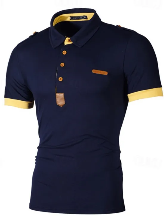 Best OUKU Men's Plain Polo Golf Shirt Short Sleeve Lapel Fashion Casual Outdoor Sport Daily Buttons Summer Wine Black White