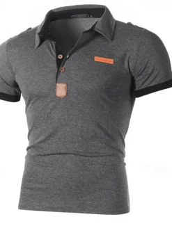 Best OUKU Men's Plain Polo Golf Shirt Short Sleeve Lapel Fashion Casual Outdoor Sport Daily Buttons Summer Wine Black White