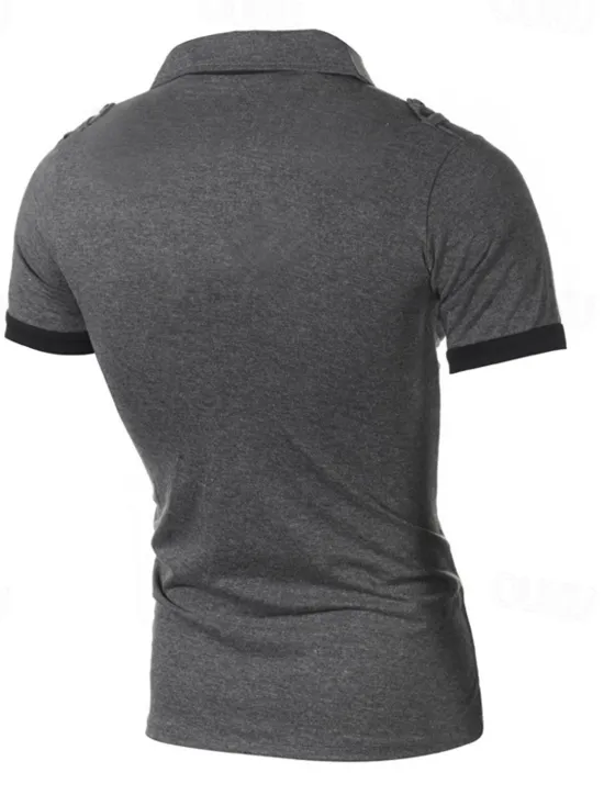 Best OUKU Men's Plain Polo Golf Shirt Short Sleeve Lapel Fashion Casual Outdoor Sport Daily Buttons Summer Wine Black White