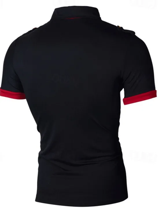 Best OUKU Men's Plain Polo Golf Shirt Short Sleeve Lapel Fashion Casual Outdoor Sport Daily Buttons Summer Wine Black White