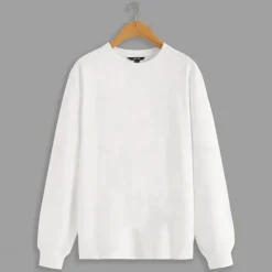 OUKU Men's Plain Sweatshirt Long Sleeve Sweatshirt Crew Neck Basic Athletic non-printing Casual Daily Sports Fall Winter White