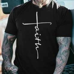 Online OUKU Men's Plus Size Big Tall T shirt Tee Tee Crewneck Short Sleeves Outdoor Going out Sports Tops Print Graphic Clothing Apparel Cotton Blend Vintage Streetwear Stylish Black