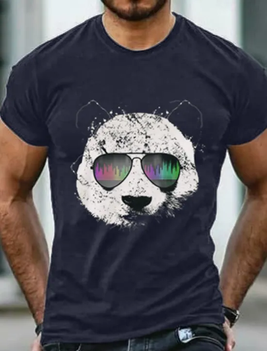 Discount OUKU Men's Plus Size Big Tall T shirt Tee Tee Crewneck Black White Navy Blue Short Sleeves Outdoor Going out Print Graphic Prints Clothing Apparel Cotton Blend Streetwear Stylish Casual