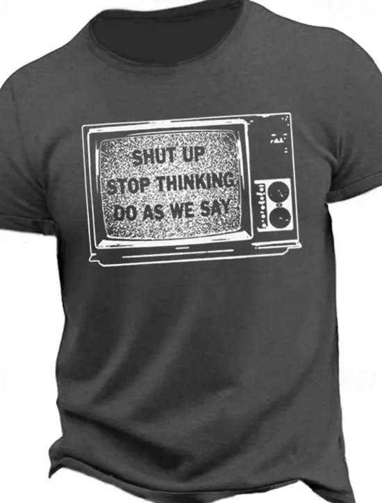 OUKU Men's Plus Size Big Tall T shirt Tee Tee Crewneck Short Sleeves Outdoor Going out Print Letter Clothing Apparel Cotton Blend Streetwear Stylish Casual Gray