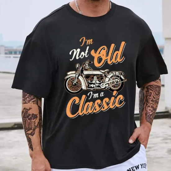 Best OUKU Men's Plus Size Big Tall T shirt Tee Tee Graphic Tee Crewneck Black White Short Sleeves Outdoor Going out Print Letter Clothing Apparel Cotton Blend Stylish Casual Tops