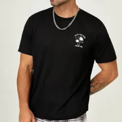 Outlet OUKU Men's Plus Size Big Tall T shirt Tee Tee Graphic Tee Crewneck Black Brown Short Sleeves Outdoor Going out Print Coconut Tree Letter Clothing Apparel Cotton Blend Stylish Casual Tops