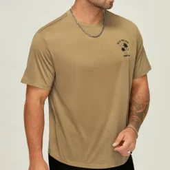 Outlet OUKU Men's Plus Size Big Tall T shirt Tee Tee Graphic Tee Crewneck Black Brown Short Sleeves Outdoor Going out Print Coconut Tree Letter Clothing Apparel Cotton Blend Stylish Casual Tops