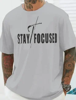 Clearance OUKU Men's Plus Size Big Tall T shirt Tee Tee Crewneck Black White Navy Blue Short Sleeves Outdoor Going out Print Graphic Prints Quotes & Sayings Clothing Apparel Cotton Blend Streetwear Stylish Casual