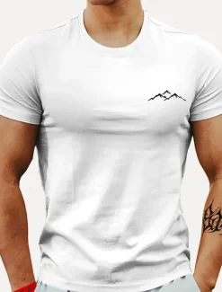 Hot OUKU Men's Plus Size Big Tall T shirt Tee Tee Crewneck Short Sleeves Outdoor Going out Print Graphic Prints Clothing Apparel Cotton Blend Streetwear Stylish Casual White
