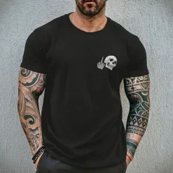 Online OUKU Men's Plus Size T shirt Tee Big and Tall Graphic Crewneck Print Short Sleeves Streetwear Stylish Casual Tops Outdoor Going out Tops Black