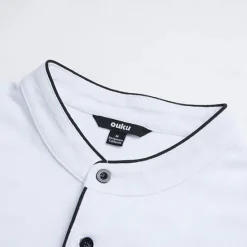 Hot OUKU Men's Polo Casual Holiday Stand Collar Short Sleeve Leisure Comfortable Plain Buttons Summer White + Navy White + White White + Black White + Red Polo