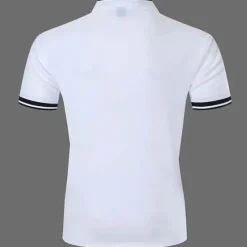 Hot OUKU Men's Polo Casual Holiday Stand Collar Short Sleeve Leisure Comfortable Plain Buttons Summer White + Navy White + White White + Black White + Red Polo