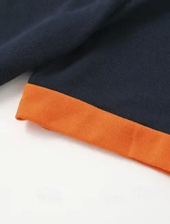 Discount OUKU Men's Polo Casual Sports Turndown Short Sleeve Sports Leisure Plain Button Front Summer Navy + white Navy + Navy Navy + Black Navy + yellow Navy blue + milk green Polo