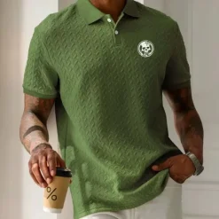 New OUKU Men's Polo Casual Turndown Short Sleeve Leisure Comfortable Skull 3D Print Buttons Summer Black White Green Brown Polo