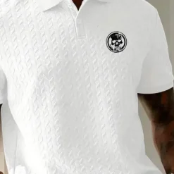 New OUKU Men's Polo Casual Turndown Short Sleeve Leisure Comfortable Skull 3D Print Buttons Summer Black White Green Brown Polo