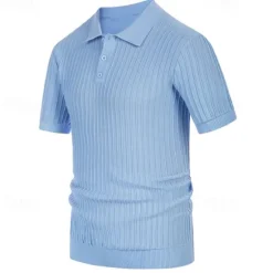 Discount OUKU Men's Polo Golf Shirt Business Casual Ribbed Polo Collar Classic Short Sleeve Modern Old Money Style Color Block Knitted Ribbed Spring & Summer Regular Fit Light Blue Pink Green Polo