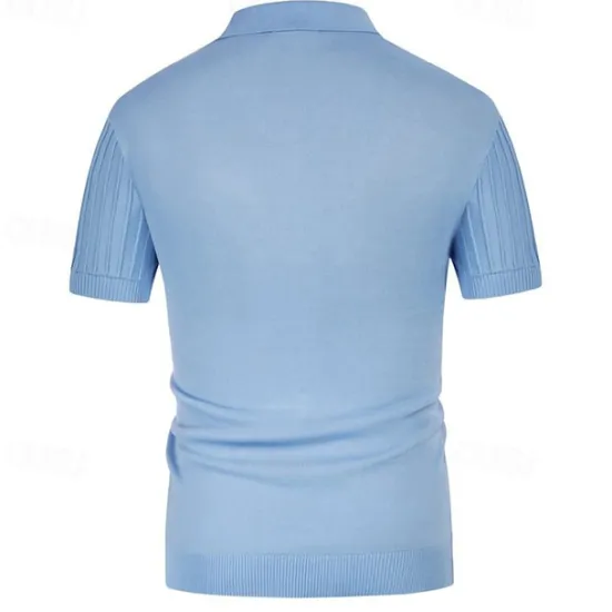 Discount OUKU Men's Polo Golf Shirt Business Casual Ribbed Polo Collar Classic Short Sleeve Modern Old Money Style Color Block Knitted Ribbed Spring & Summer Regular Fit Light Blue Pink Green Polo