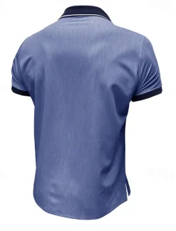 Online OUKU Men's Polo Golf Shirt Business Casual Classic Short Sleeve Fashion Solid Color Buttons Pocket Summer Spring Regular Fit Denim Blue Red Navy Blue Dark Gray Light Grey Green Polo