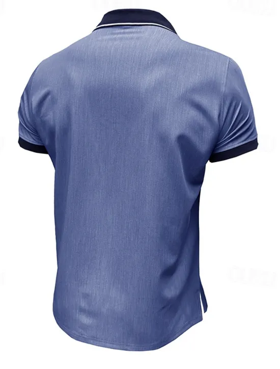 Online OUKU Men's Polo Golf Shirt Business Casual Classic Short Sleeve Fashion Solid Color Buttons Pocket Summer Spring Regular Fit Denim Blue Red Navy Blue Dark Gray Light Grey Green Polo