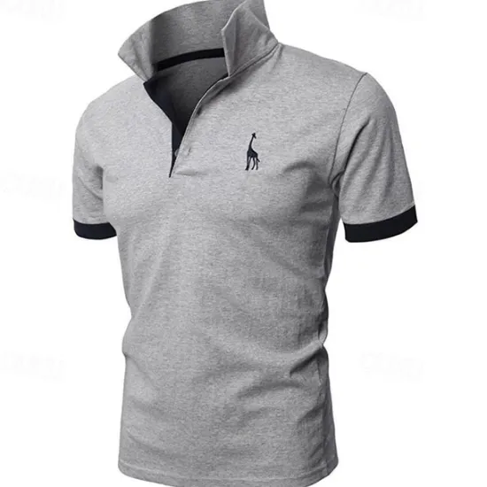Outlet OUKU Men's Polo Golf Shirt Casual Sports Classic Short Sleeve Basic Color Block Deer Button Front Summer Spring Regular Fit Dark Brown Dark Gray Black White Yellow Burgundy Polo