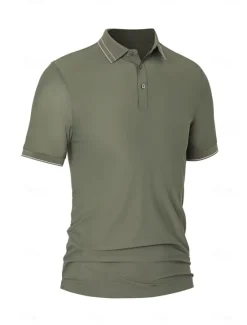 Sale OUKU Men's Polo Knit Polo Sweater Business Casual Lapel Short Sleeve Formal Color Block Buttons Summer Black Brown Army Green Polo