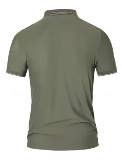 Sale OUKU Men's Polo Knit Polo Sweater Business Casual Lapel Short Sleeve Formal Color Block Buttons Summer Black Brown Army Green Polo