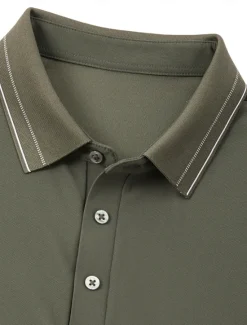 Sale OUKU Men's Polo Knit Polo Sweater Business Casual Lapel Short Sleeve Formal Color Block Buttons Summer Black Brown Army Green Polo